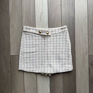 Zara Cream Houndstooth Tweed Skort | Size: Xtra Small | NWT